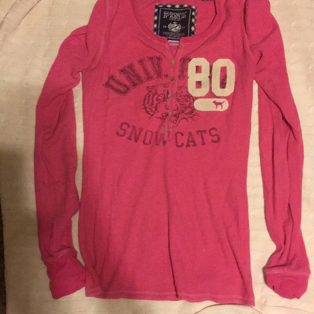 Pink waffle knit shirt size medium